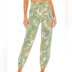 mother jeans green camo print high waisted pants
